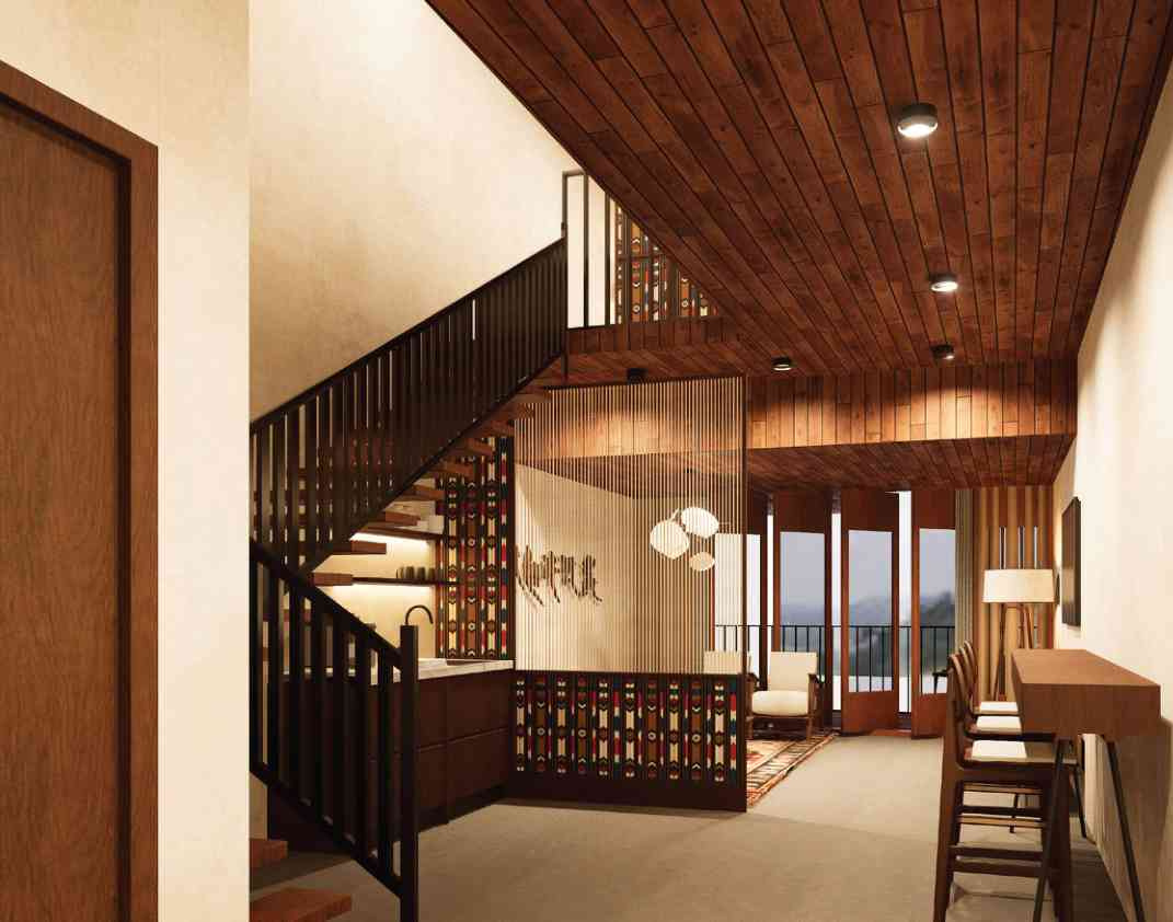 Aangan hotel interior visualisation — a sequence of pauses in Gangtok