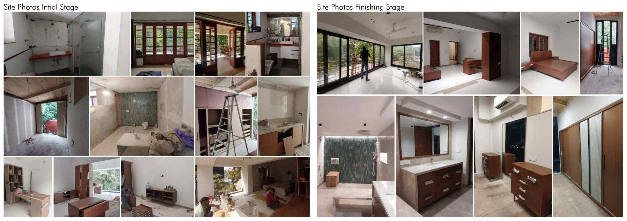 Site photographs — initial and finishing stage