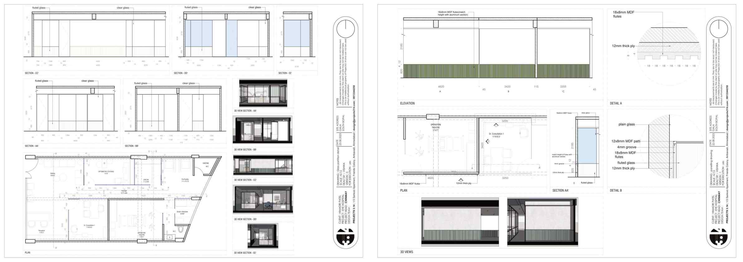 Plans, elevations and details