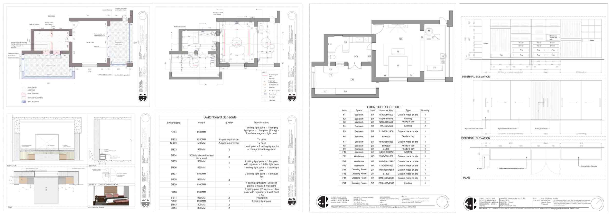 3D renders, civil, electrical and furniture drawings