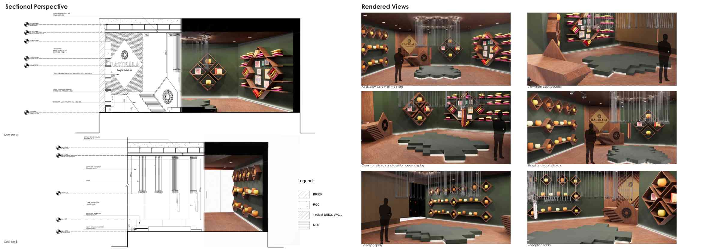 Sectional perspective and rendered views