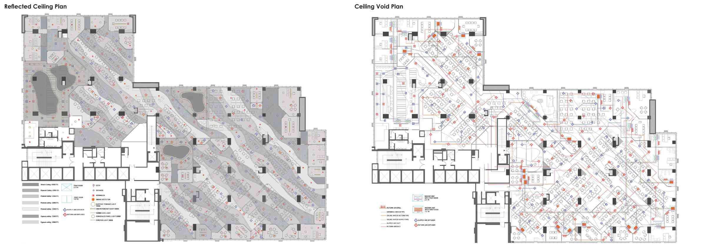 Reflected ceiling plan and ceiling void plan